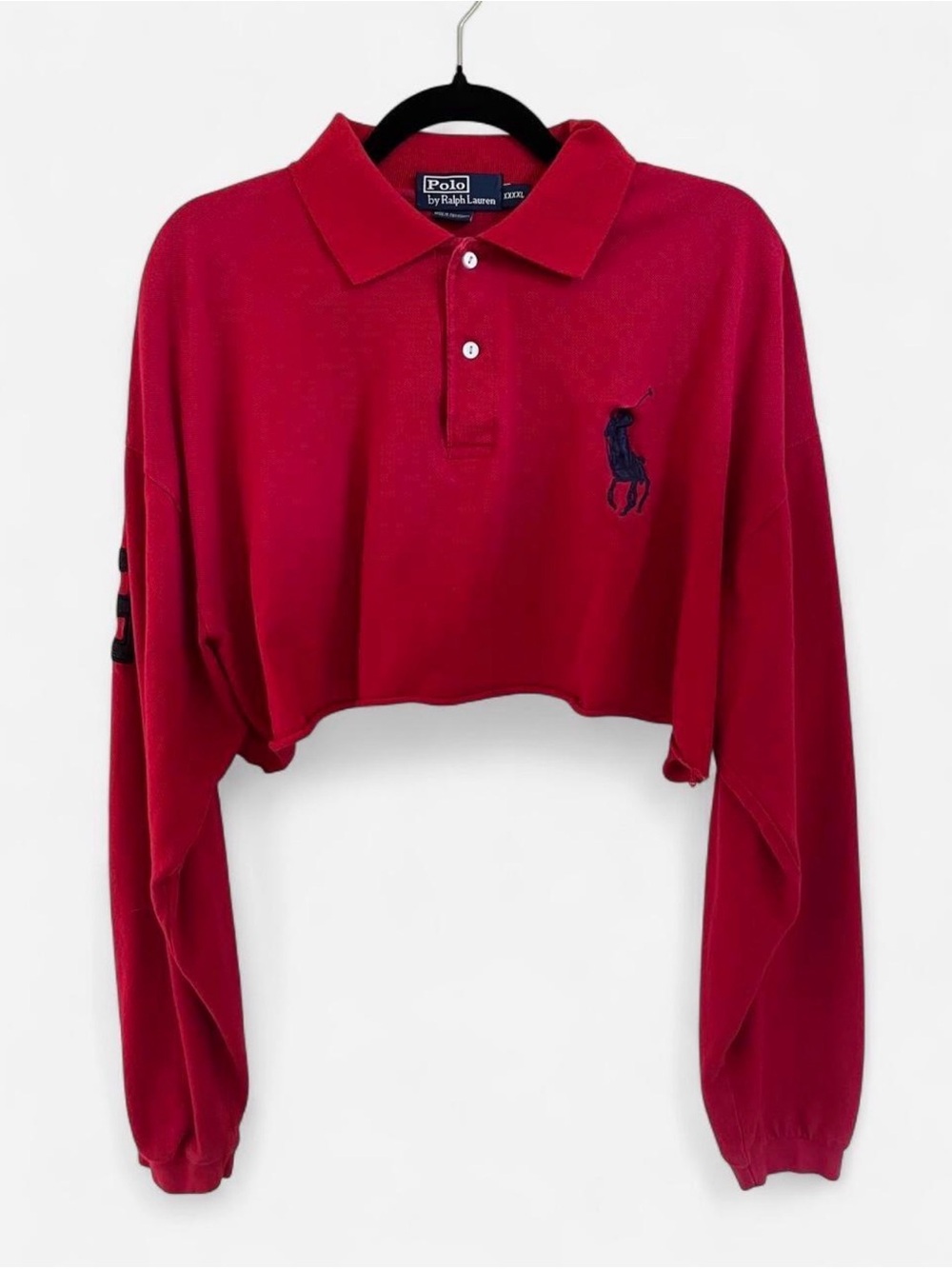 Polo by Ralph Lauren Red Cropped Long-Sleeve Polo